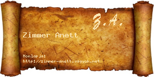 Zimmer Anett névjegykártya